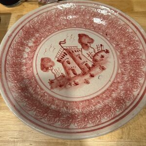Vintage Red and White Decorative Platter